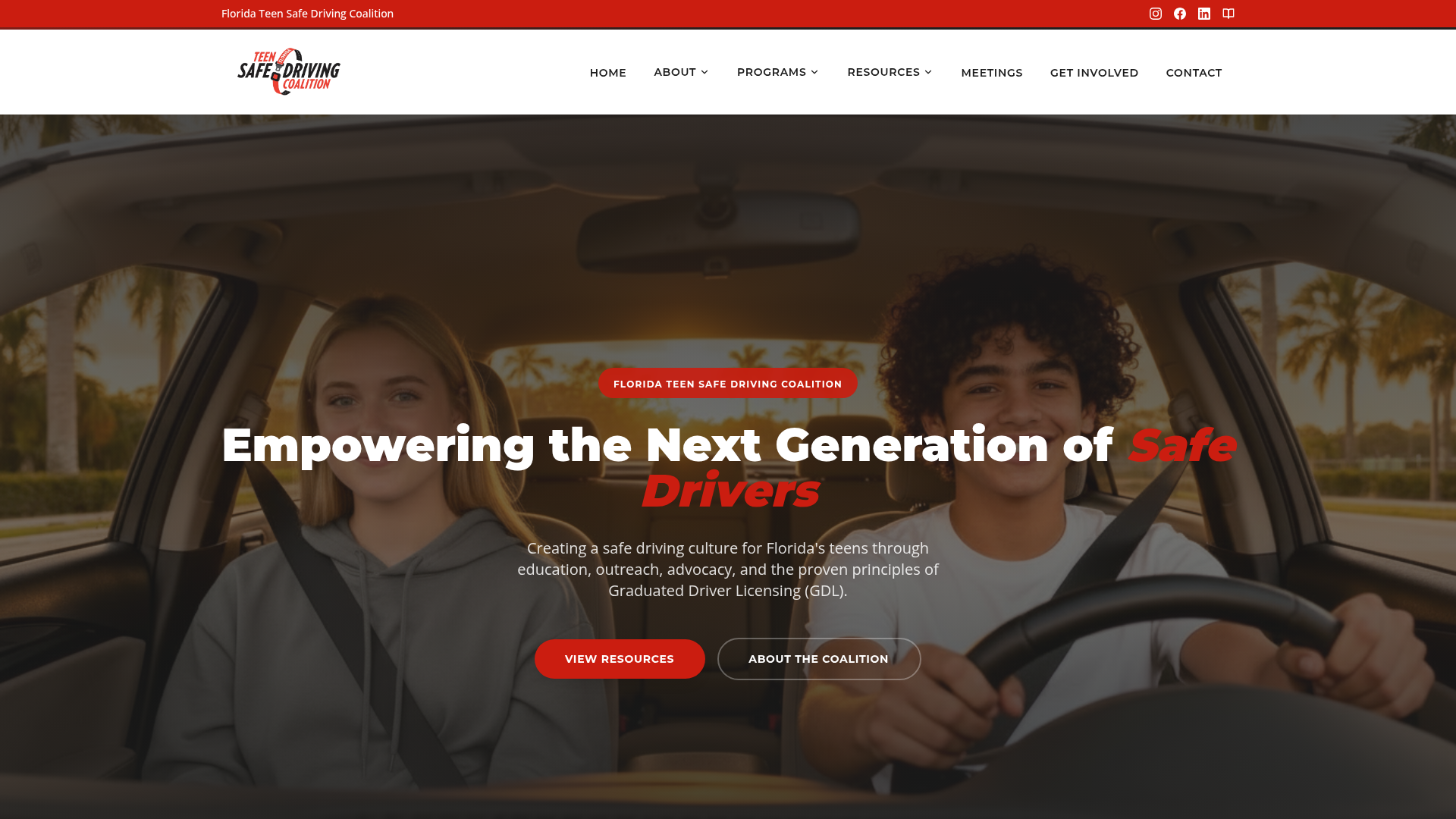 Florida Teen Safe Driving Coalition website screenshot